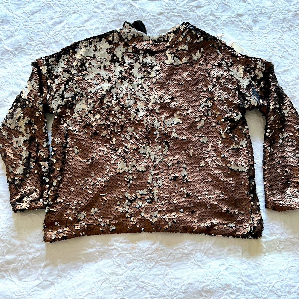 *SOLD*TOPSHOP luxury collection, boxy long-sleeve, sequin top.